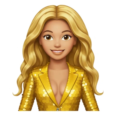 Beyonce from Destiny's Child with long golden blonde hair, yellow sequin outfit sticker