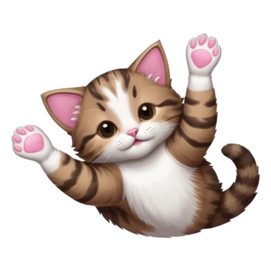 dark brown tabby and white kitten in funny positions stretched our upside down with eyes closed sticker