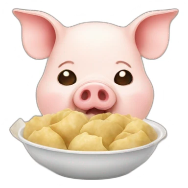 Pig eating dumplings sticker