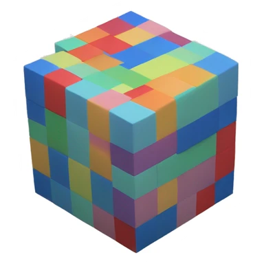Create a large cube made up of multiple smaller cube blocks stacked together. sticker