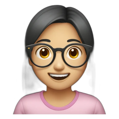 buck-toothed asian girl surprised glasses sticker