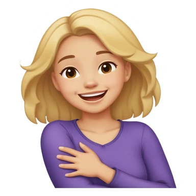 girl crossing her arms grabbing her neck laughing sticker