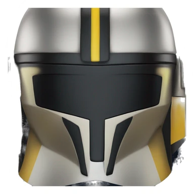 black and yellow mandalorian helmet with antenna sticker