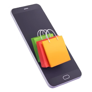 3D mobile phone with shopping app open sticker