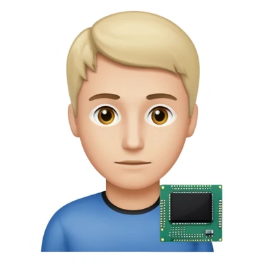 an icon of a person with a small computer chip next to him sticker