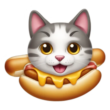 Katze die aus einem Hotdog schießt aus dem Hotdog Würstchen kommen  sticker