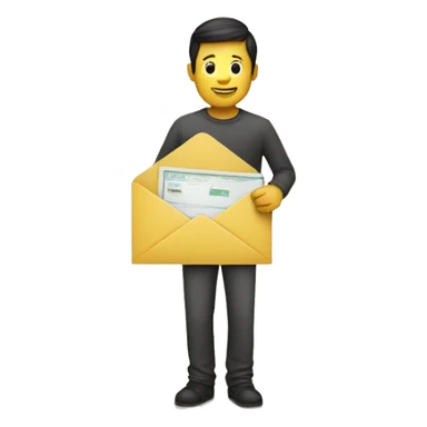 person holding stamped envelope sticker