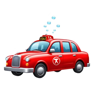 A red taxi cab with soda bubbles around it sticker