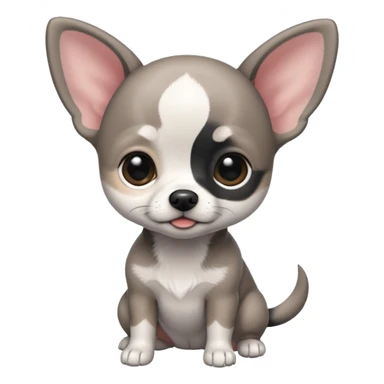 Grey - black -white baby Chihu dog sticker