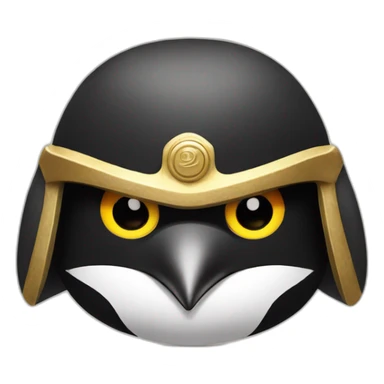penguin with face wearing samurai helmet with big horns sticker
