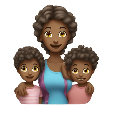 Mom and 5 children white  sticker