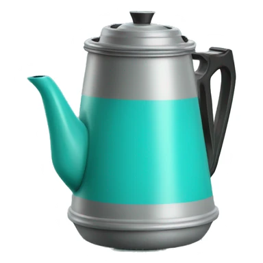 Realistic turquoise camping coffee pot isolated.  sticker
