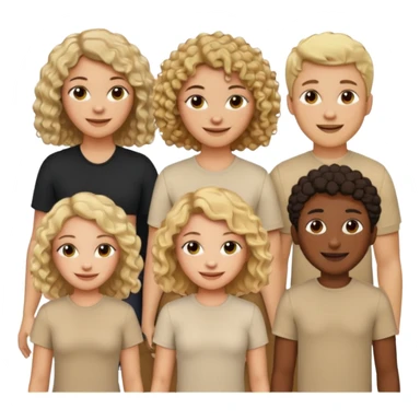 group of people  together ; men and women with brown, blonde, black hair- short hair, long hair and curly hairr wearing beige shirts aesthetic no collar, brown people, white people, black people sticker