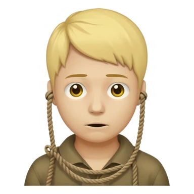 😔 with noose around neck. IOS themed emoji with regular yellowish skin(not completely yellow) only head sticker