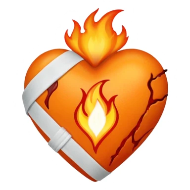 Flames around a heart with bandages sticker