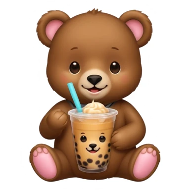 cute bear drinking boba tea sticker
