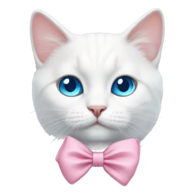 white cat with blue eyes pink bow sticker