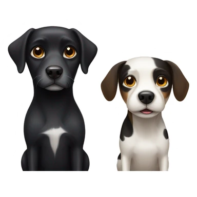 small black dog and small white dog with light brown spots same size sticker