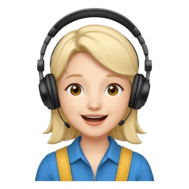 Gonemili Grace, micro qui chante avec casque au oreille sticker