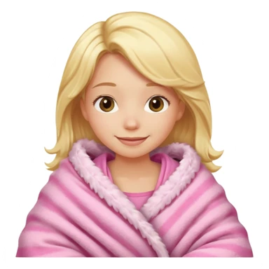 happy blonde girl snuggled in a pink blanket sticker