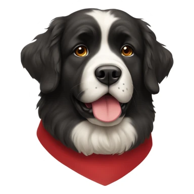 Newfoundland with red collar sticker