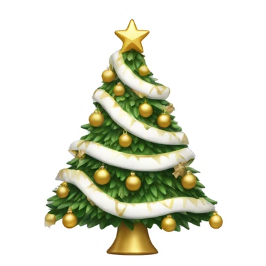 Christmas tree with white and gold decorations sticker