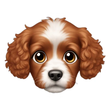 Cavapoo puppy with solid auburn hair color sticker