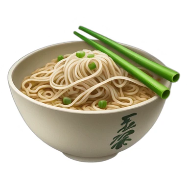 bowl of japanese buckwheat soba noodles with two chopsticks and spring onions sticker