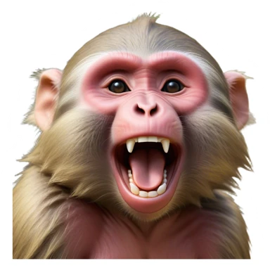 Cinematic Realistic Cute Yawning Baboon Portrait Emoji, Head tilted slightly with a dramatic, wide-open yawn, showcasing a soft, textured face with gently drooping features and half-closed, drowsy eyes, rendered with lifelike natural detail and warm shadows, high shine, relaxed yet expressive, styled with a dash of wild charm, soft glowing outline, capturing the essence of a sleepy yet affectionate baboon that appears ready to stretch out for a hearty nap! sticker