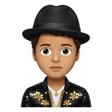 Bruno Mars with dark brown hair, black sequin outfit sticker