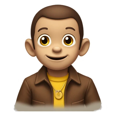 Curious George looking up with one hand on his chin and other crossed sticker