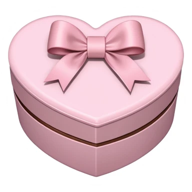 pale pink heart box, pale pink bow, filled with chocolates inside sticker