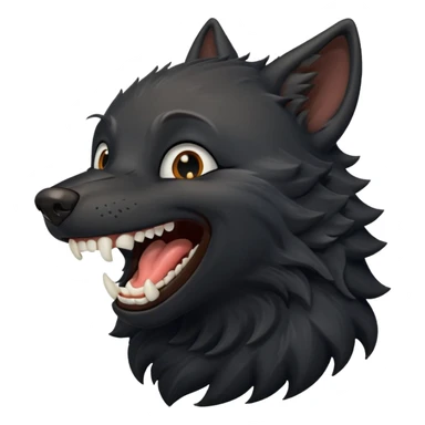 a black wolf laughing really hard sticker