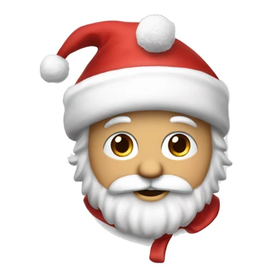 “An adorable Santa with a red suit, fluffy white beard, rosy cheeks, big eyes, and a red hat with a white pom-pom réaliste  sticker