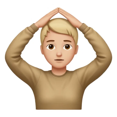Manos en la cabeza cruzadas con un brazo estirado y la cabeza viendo hacia abajo sticker