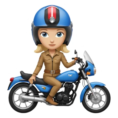 moça loira de olho azul de capacete em uma moto honda 150 preta  sticker