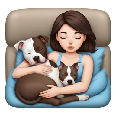 Black and white pitbull sleeping on brunette white girl's lap sticker