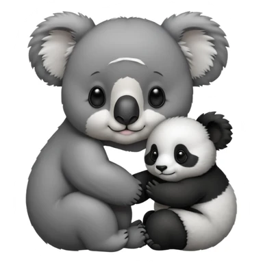 Big koala holding hand with small panda sticker