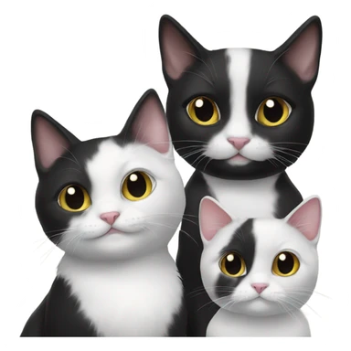 3 different black and white tuxedo cats sticker
