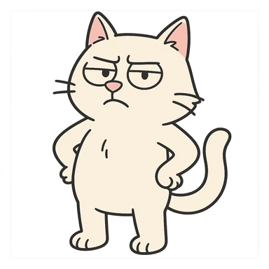 white cat in flat toon style sticker