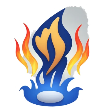 The Atlassian logo with flames around it sticker