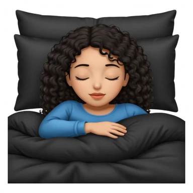 Sleeping Spanish girl on black pillow dark curly hair mixed skin sticker