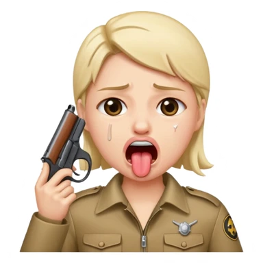 sticking out tongue and crying with gun pointed to head sticker