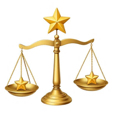 A scale balancing one big star on one side and two smaller stars on the other side sticker