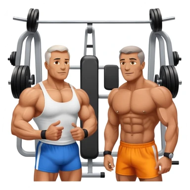 50 year old muscular fathers talking in a gym sticker