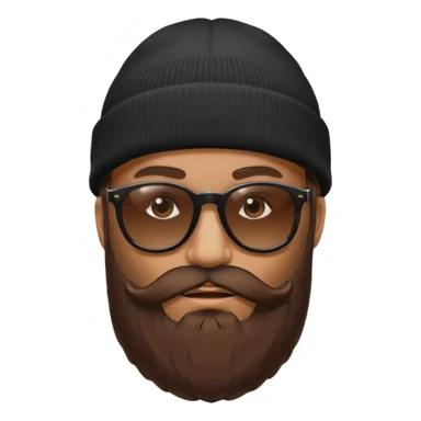Guy with a really huge beard wearing  sunglasses and a black beanie  sticker