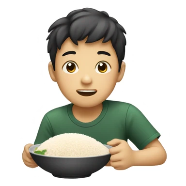 Asian boy eat rice sticker