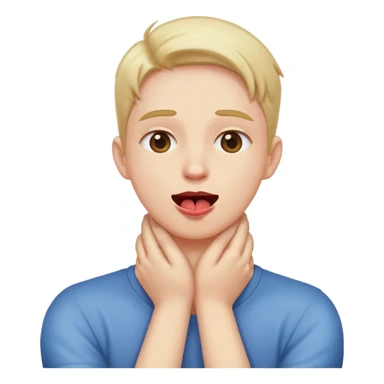 person holding neck crossed hands tongue out  sticker