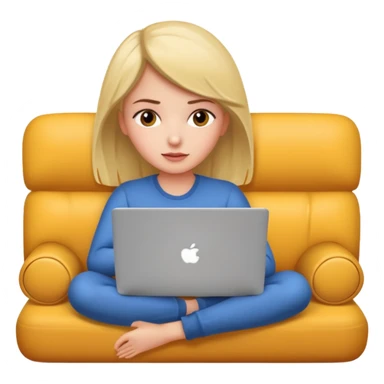 A girl is lying on the couch with a laptop, working sticker