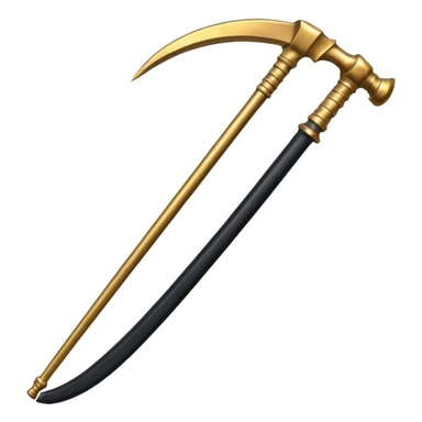 The scythe of the God of Death, a symbol of death, is long and straight, entirely in deep black. sticker